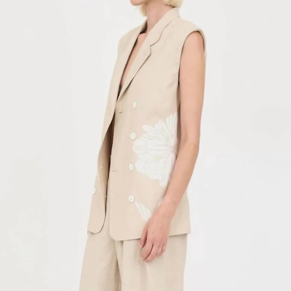 NWT Christy Lynn Ping Vest In Khaki Embroidery - Picture 3 of 12